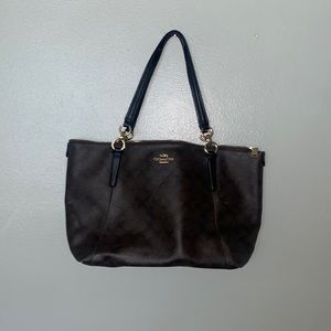 Brown and Black Coach Tote Bag in Signature Canvas